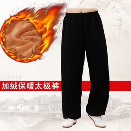 逐韵棉麻秋冬季加厚加绒太极裤男女灯笼裤金丝绒武术拳服练功裤子