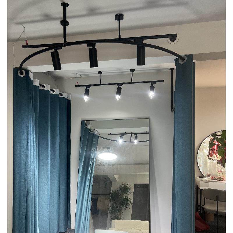 更衣室定制简易布杆U铁艺换衣间服装店隔断婚纱店C支架圈架试衣形