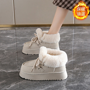 时尚 冬季 加绒毛毛鞋 女户外雪地靴孕妇脚宽脚胖保暖防滑厚底棉鞋