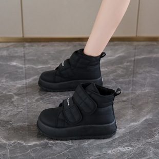 面包雪地靴秋冬新款 魔术贴加绒加厚高帮小白鞋 脚胖脚宽冬季 棉鞋