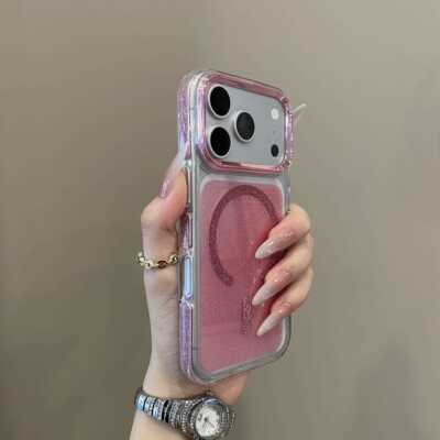 ins新款透闪粉磁吸适用iPhone17promax手机壳高级苹果16promax时尚轻奢15plus简约14/13高颜值12防摔保护套11