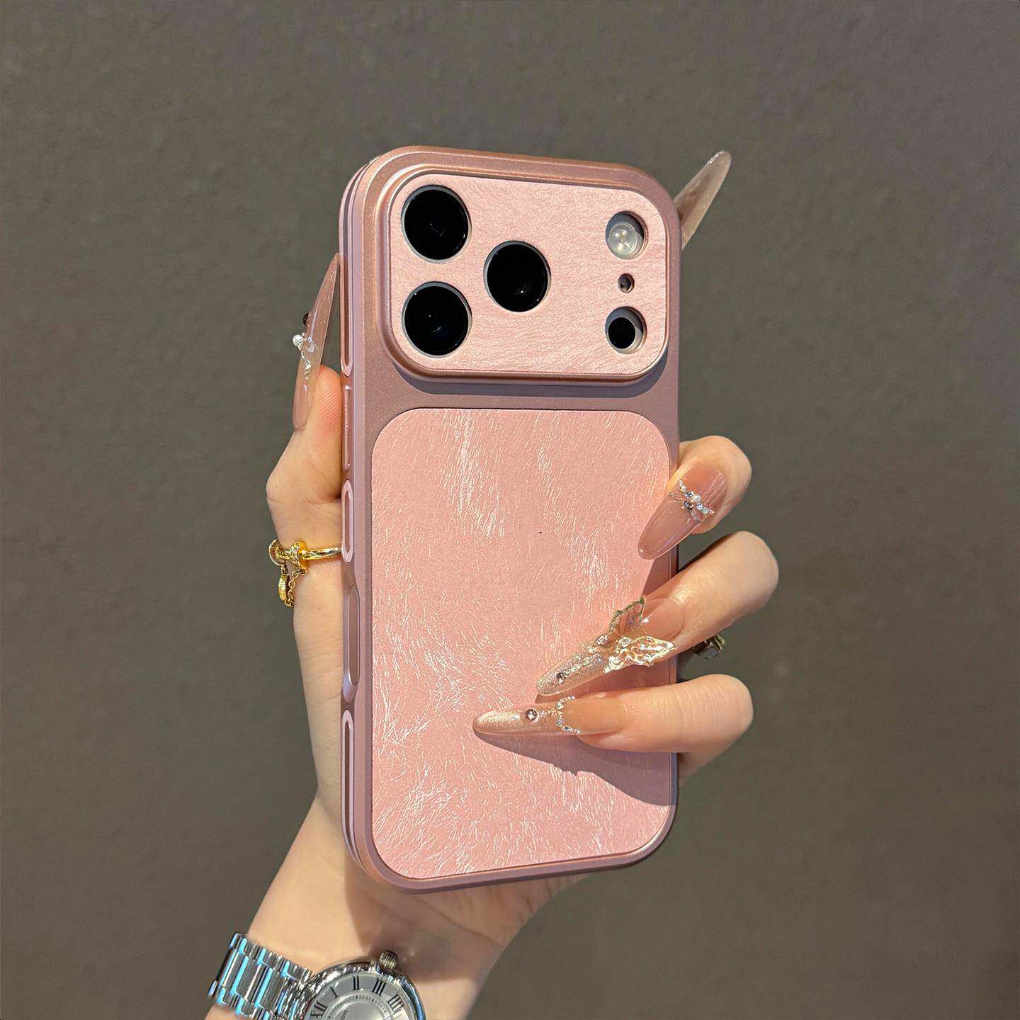 ins小众羽纱皮纹适用苹果17promax手机壳iPhone16ProMax新款15pro相机按键全包14全包防摔情侣13pm高级感男女