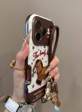 秋冬大视窗刺绣小马适用iPhone17promax手机壳15新款17pro网红女款13创意全包防摔16pro超好看17保护套