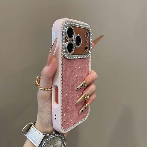 高级感双面点钻绒布适用iPhone17promax手机壳15新款17pro网红女款13创意全包防摔16pro超好看17保护套 - 封面
