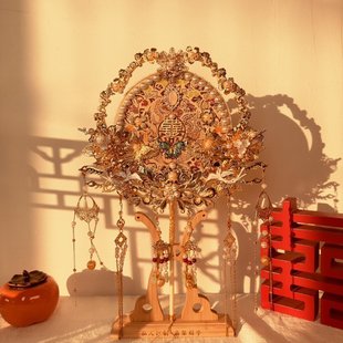 婚礼diy团扇材料 德国进口出嫁秀禾扇子结婚新婚成品喜扇婚扇中式