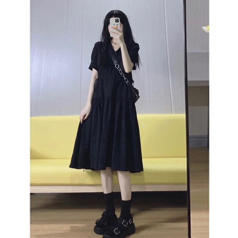 JINGQI PREGNANT WOMAN SUMMER DRESS DRESS HEPBURN STYLE LITTLE BLACK DRESS FRENCH TEMPERAMENT KOREAN VERSION OF THE MATERNITY SKIRT SUMMER MATERNITY DRESS