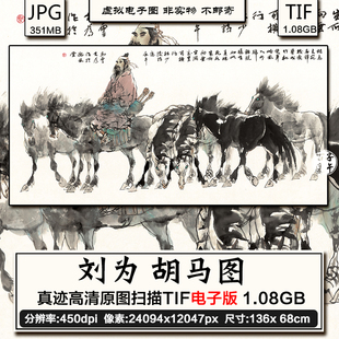刘为 胡马图 水墨抽象群马胡人国画超高清装饰打印电子版图片素材