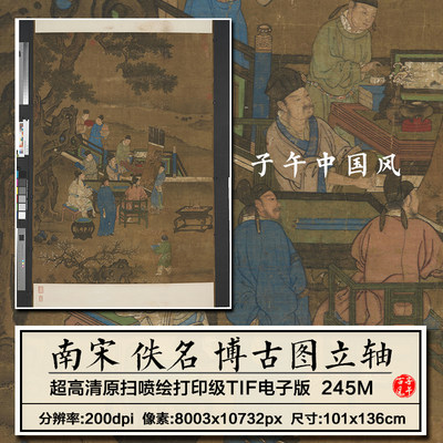 南宋佚名博古图古代文人雅士聚会赏画工笔人物绘画高清电子版图片