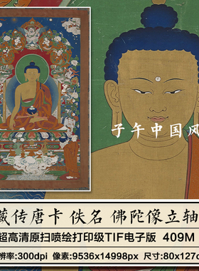 藏传唐卡佛陀坐像立轴释迦摩尼衣钵画装饰临摹高清电子版图片素材