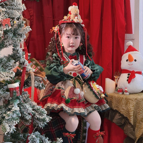 女童连衣裙套装背心裙圣诞裙