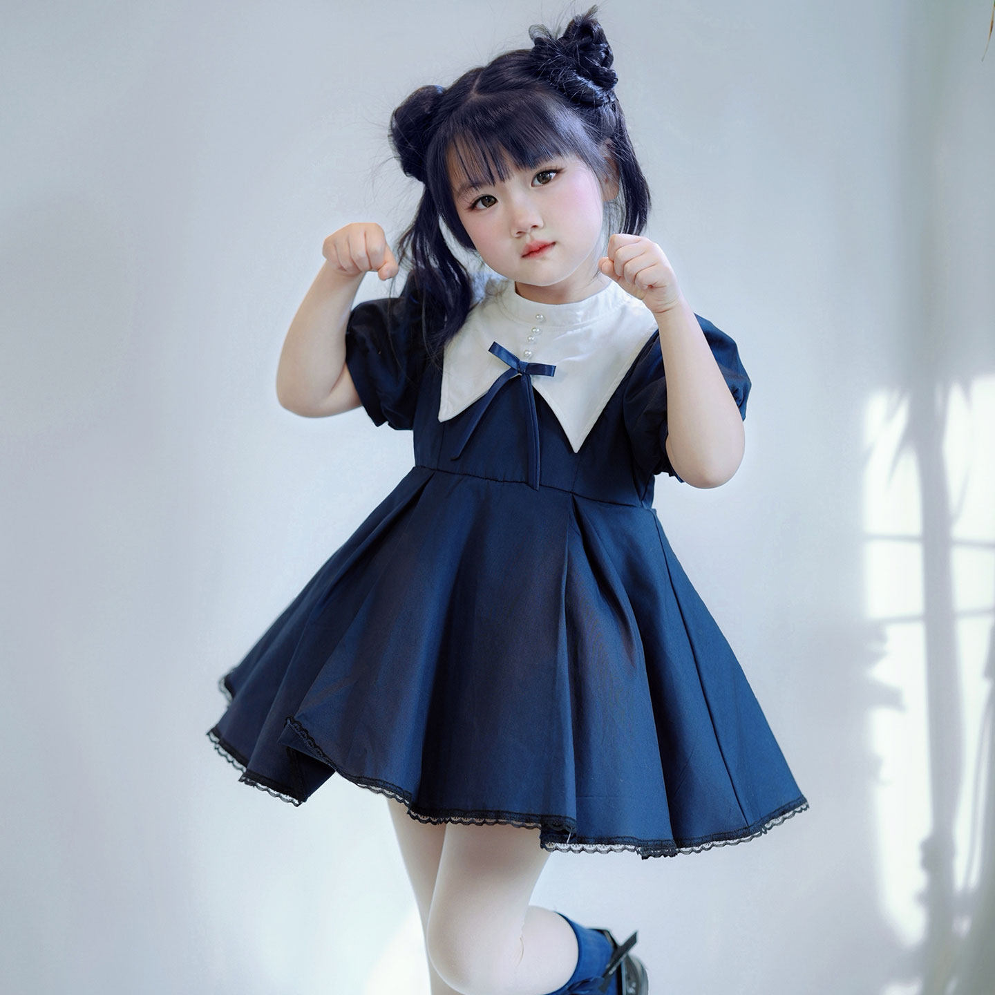 粗腿原创东京猫猫女童连衣裙2026夏季新款简约休闲套装幼儿园穿搭