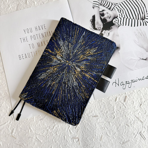 面大师 烟花易冷 秋冬手工A5A6手帐书衣笔记本毛呢提花浮雕工艺