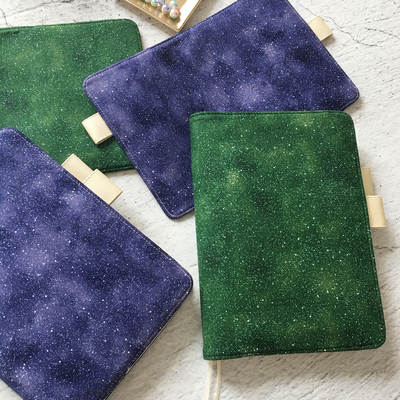 面大师 繁星点点 手工定页hoboA5A6手帐书衣烫银棉布星空紫色创意