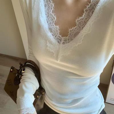蕾丝花边打底衫女内搭上衣