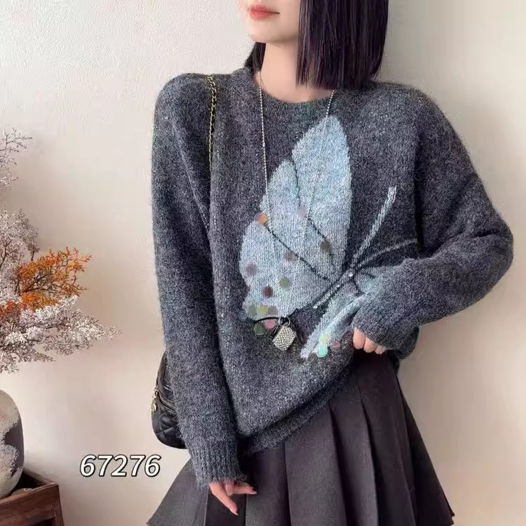 毛衣女款2025秋冬新款深灰色宽松