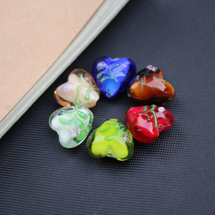 琉璃外花心形手工琉璃珠手链项链耳环DIY饰品配件散珠串珠材料白