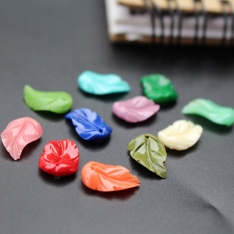 粉压合成珊瑚弯树叶diy饰品手链项链耳环配件配饰材料红绿粉米绿