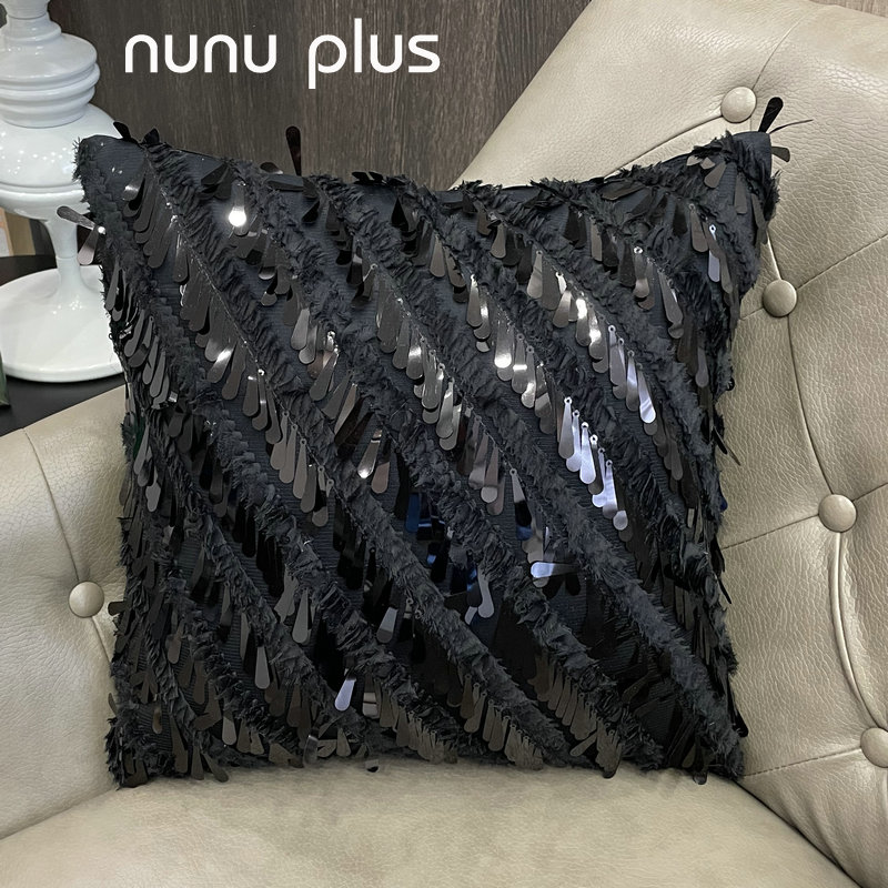 斜纹纱纱亮片BLING沙发客厅抱枕时尚样板间轻奢靠垫靠包腰枕