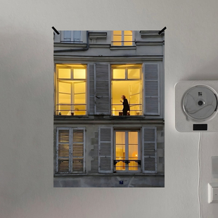 ins风复古文艺街头巴黎古典建筑画报海报纸装 饰画背景墙书房软装