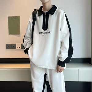 2023春季新款潮牌设计半拉链卫衣套装男两件套衣服TZ369P100图片