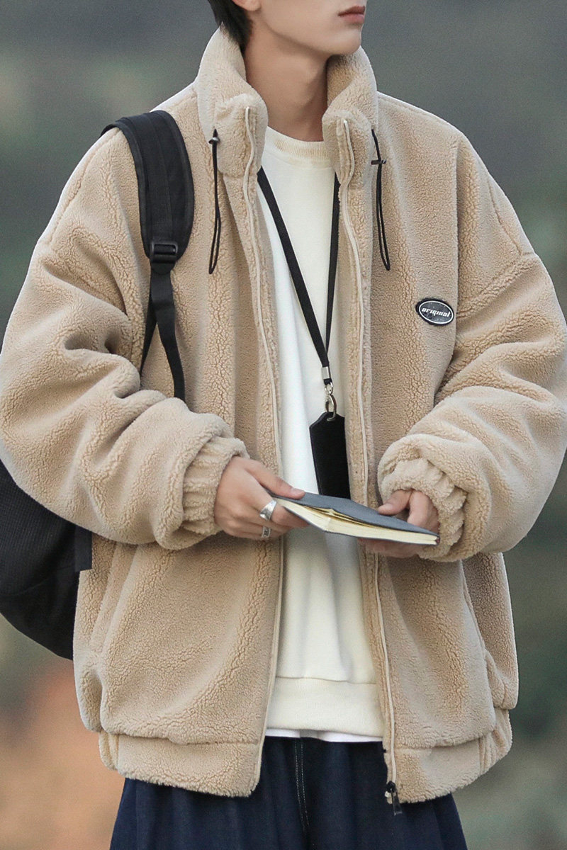 冬季羊羔绒外套男潮牌宽松立领加厚棉衣102P110控148,男装棉衣,电商A309