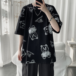 夏季卡通满印潮牌短袖t恤男女同款 加大码 2122P35图片