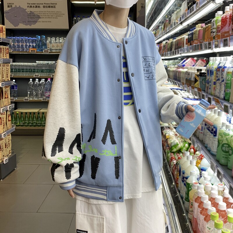春季撞色棒球服外套男潮流港风宽松夹克CF2202P75控98,男装夹克,电商A309