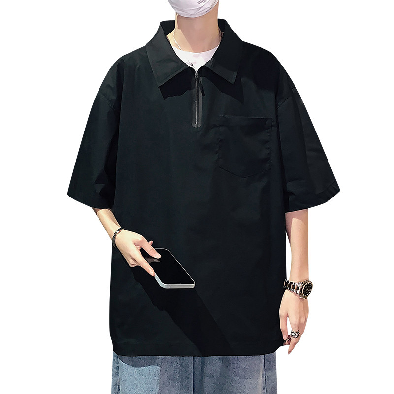 小众设计潮牌拉链款短袖衬衫男A343P40控58,男装衬衫,电商A309