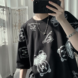 夏季卡通满印潮牌短袖t恤男女同款加大码2122P35，男装T恤，电商A309