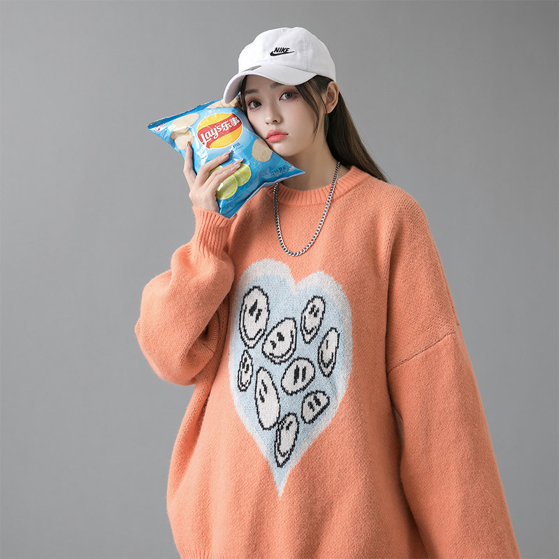 慵懒风宽松加厚毛衣女生甜美针织衫MY315P75控98,针织衫/毛衣,电商A309