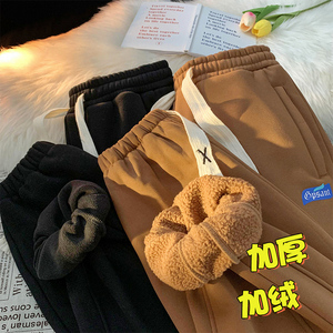 重磅420克加绒加厚哥特字印花束脚卫裤男休闲运动裤A380P60 控88图片