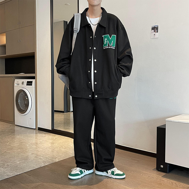 秋季M刺绣运动套装男潮牌棒球服卫衣裤子一整套TZ881P100控138,男装休闲套装,电商A309