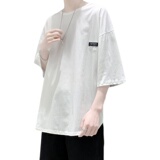 夏季简约白色开叉短袖t恤男A188P25，男装T恤，电商A309