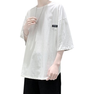 夏季简约白色开叉短袖t恤男 A188P25图片