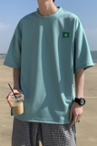 夏季主推5色入华夫格宽松开叉短袖恤男女021P35控48，男装T恤，电商A309