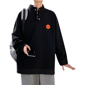 2024春季新款 小众纽扣设计潮牌宽松立领卫衣男 A312P45 控68图片