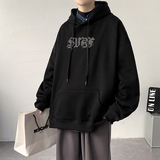 秋冬哥特字圆圈印花连帽卫衣男女加绒加厚上衣A384P60控88，男装卫衣，电商A309