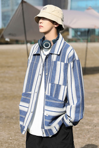 cityboy色织牛仔外套情侣潮牌条纹工装夹克 103P108图片