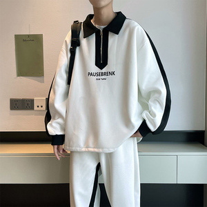 秋季潮牌港风帅气卫衣套装男宽松一套衣服两件套 A369P100 控138图片