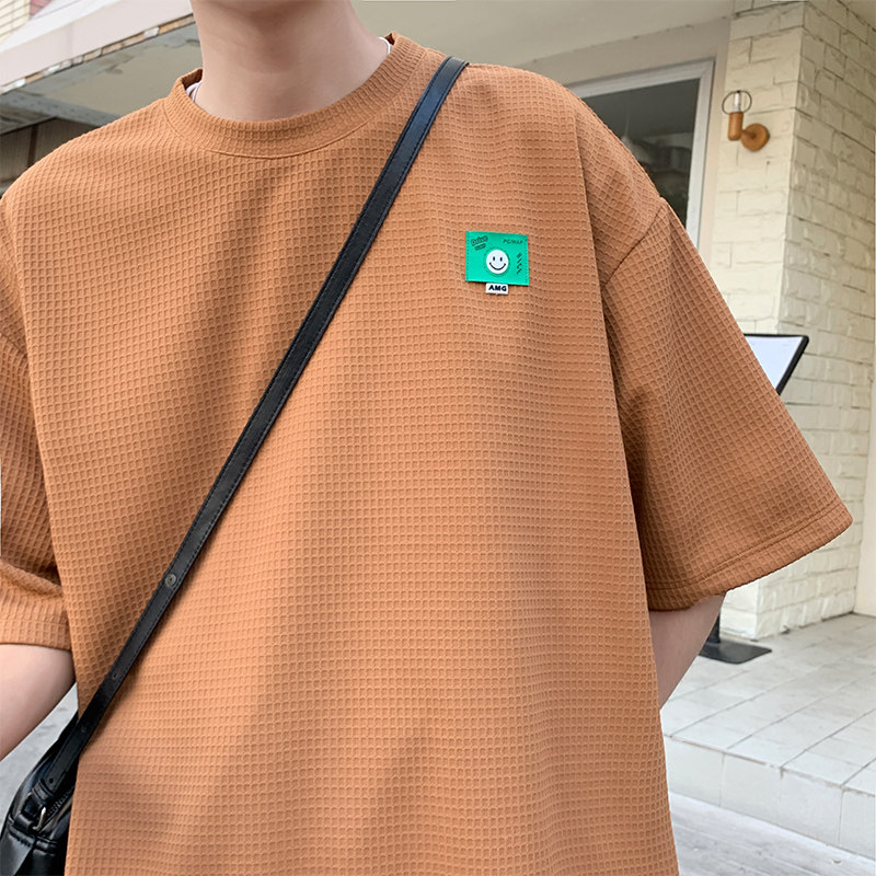 ~数据已出夏季大码华夫格短袖t恤男021P35控48,男装T恤,电商A309