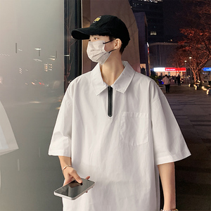小众设计潮牌宽松短袖衬衫男 A343P40 控58图片