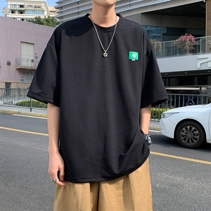 夏季主推款~华夫格绣标短袖t恤男女同款 021P35 控48图片