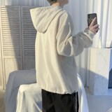 早秋华夫格长袖卫衣男潮牌宽松灯芯绒半拉链外套A189P50，男装卫衣，电商A309