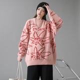 秋冬女生慵懶風潮牌寬松毛衣中性風長袖針織衫MY314P65粉，女裝針織衫/毛衣，電商A309