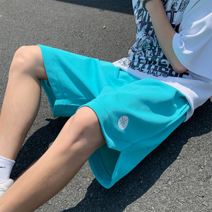 数据好款~夏季法螺纹简约休闲短裤男女宽松五分裤A223P35控48,比伯短裤怎么搭配图片