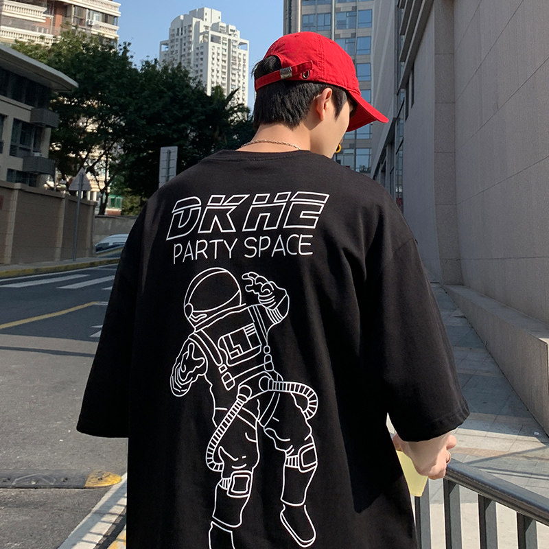 冰丝抗皱坠感面料~ 夏季潮牌宽松大码短袖男女同款 003P45 控68图片
