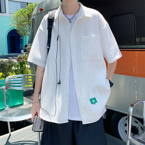 夏季新款主推 冰丝华夫格短袖衬衫男 A355P40图片