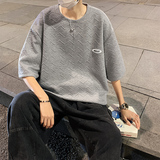 主推~波浪纹华夫格短袖t恤男女A342P35控48，男装T恤，电商A309