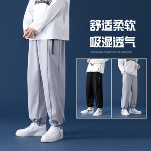 春季抽绳束脚卫裤男士宽松直筒休闲运动裤 K211P50图片