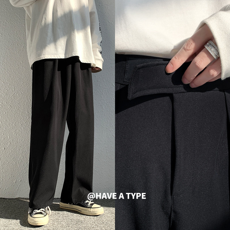 秋季新款魔术贴设计休闲西裤男宽松直筒拖地裤A331P50,男装休闲裤,电商A309